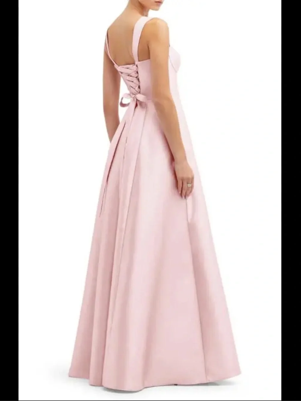 Alfred Sung Tie Back Ballet Pink Corset Gown Dress Long Formal Maxi Pastel 12 - Picture 2 of 16